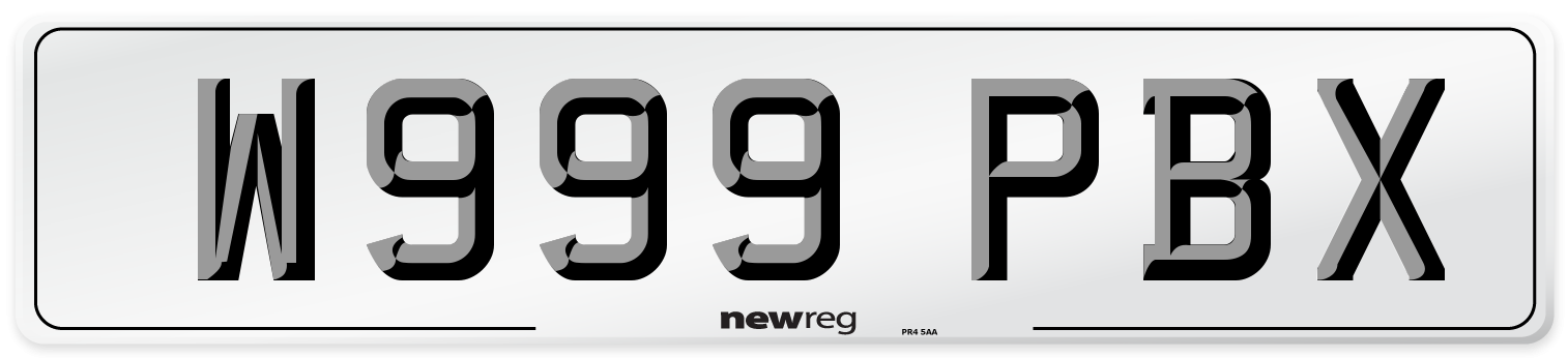 W999 PBX Number Plate from New Reg